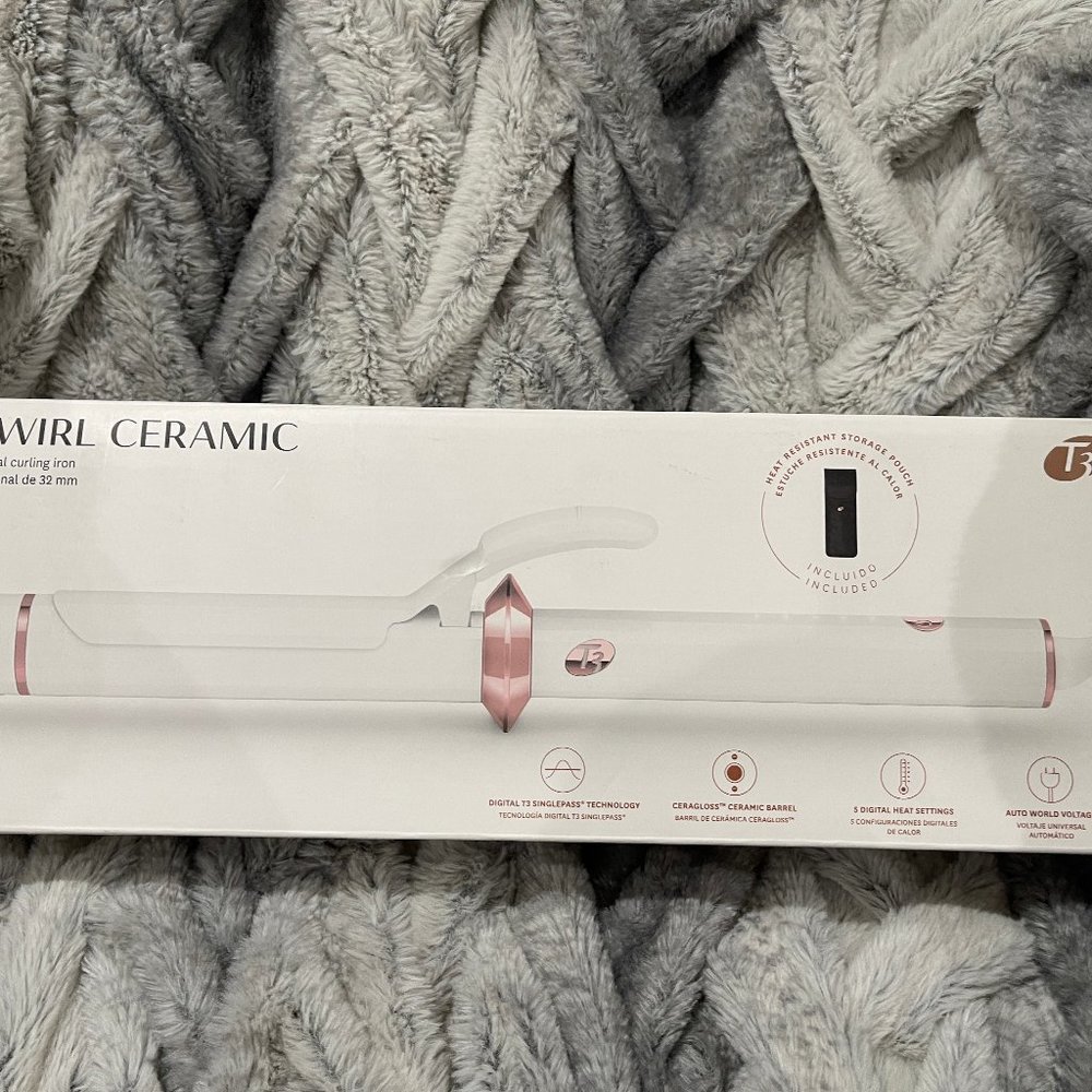 T3 Twirl Ceramic Digital SinglePass 1.25 in Curling Iron, White, New in Open Box
